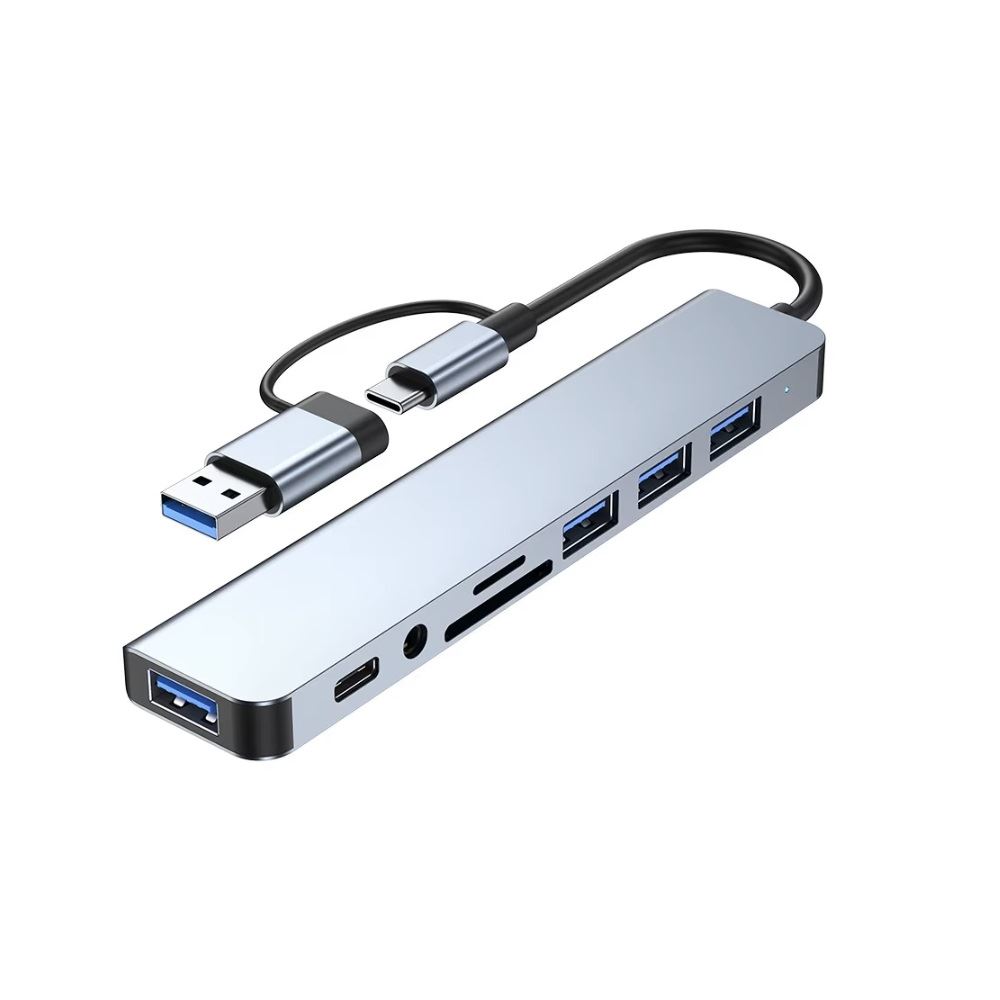 Adaptador USB tipo C a 8 en 2 Acoplamiento Laptop MacBook Hub PD SD TF